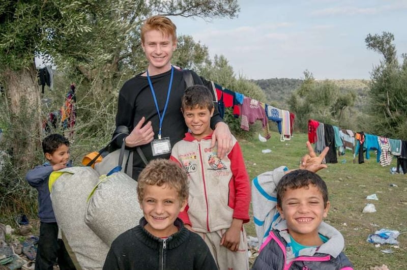 Handing out sheltersuits